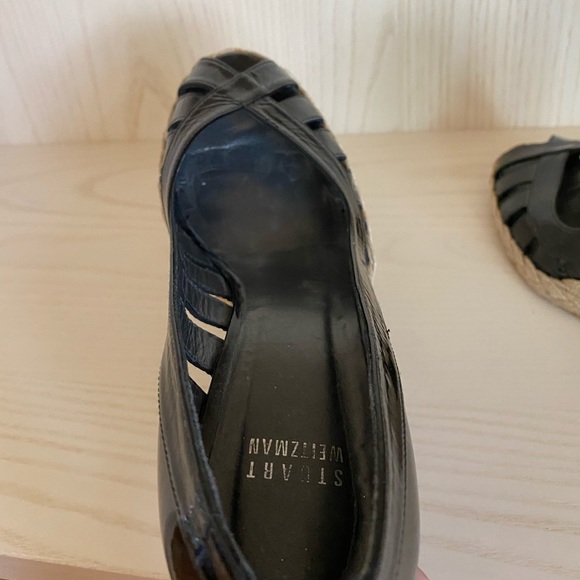 Stewart Weitzman Espadrille Black Patent Sandal - Picture 5 of 7